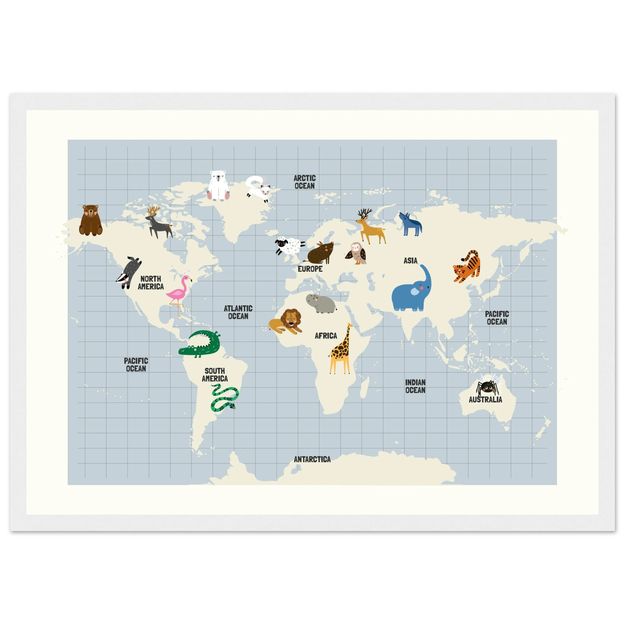 A3 (29.7 x 42  cm) - Horizontal - White frame - Map