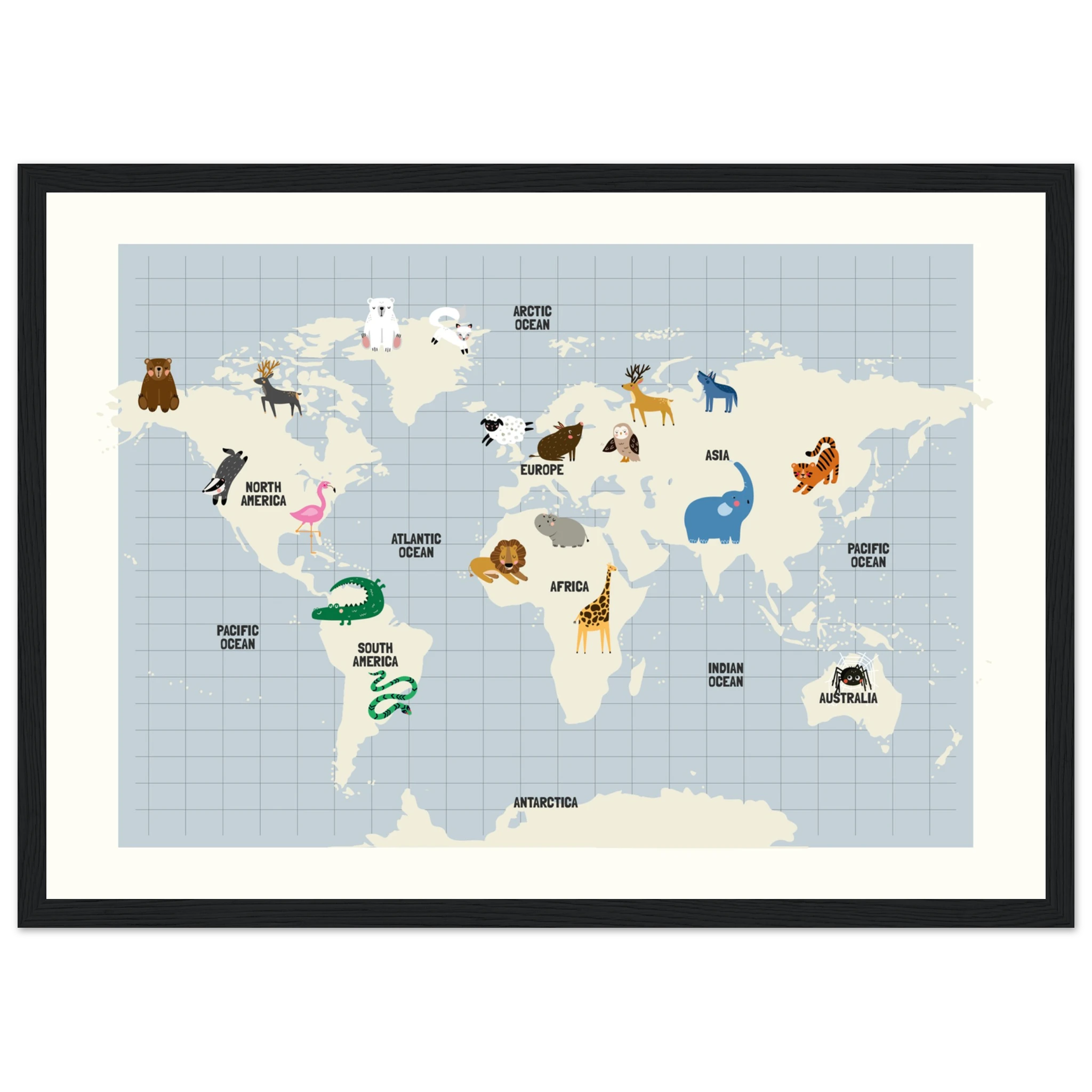 A3 (29.7 x 42  cm) - Horizontal - Black frame - Map
